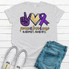 Peace Love Cure, Alzheimer's Awareness, Purple Ribbon, Find The Cure, Premium Soft Tee, 2x, 3x, 4x, Plus Sizes Available