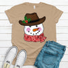 Cute Western Snowman, Cowboy Hat, Red Scarf, Premium Unisex Soft Tee, Plus Size 2x Christmas, 3x Christmas, 4x Christmas Available