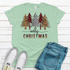 Merry Christmas, Leopard And Plaid Christmas Trees, Premium Soft Unisex Shirt, Plus Size Available 2x Holiday, 3x Holiday, 4x Holiday