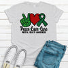 Peace Love Cure, Mental Health Awareness, Green Ribbon, Mental Illness, Premium Soft Unisex Tee, 2x, 3x, 4xMEntal Health