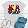 Peace Love Cure, Sickle Cell Anemia Awareness, Sickle Cell Support, Burgundy Ribbon, Premium Soft Unisex, 2x, 3x, 4x Awareness Ribbon