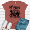 Witches With Hitches, Halloween Design, Premium Soft Unisex Tee, Plus Sizes 3x, 4x Available, Halloween Design, Fall Design