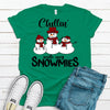 Cute Snowman Shirt, Chillin' With My Snowmies, Red Scarf And Hat, Premium Cotton Unisex, Plus Size Christmas Shirt 2x, 3x, 4x,  Snowman