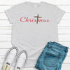 Christmas Tee, Religious Christmas With Leopard Cross, Premium Soft Unisex Shirt, Plus Sizes Available 2x Holiday, 3x Holiday, 4x Holiday