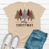 Merry Christmas, Leopard And Plaid Christmas Trees, Premium Soft Unisex Shirt, Plus Size Available 2x Holiday, 3x Holiday, 4x Holiday