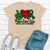 Peace Love Cure, Mental Health Awareness, Green Ribbon, Mental Illness, Premium Soft Unisex Tee, 2x, 3x, 4xMEntal Health