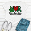 Peace Love Cure, Mental Health Awareness, Green Ribbon, Mental Illness, Premium Soft Unisex Tee, 2x, 3x, 4xMEntal Health