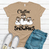 Cute Snowman Shirt, Chillin' With My Snowmies, Leopard Scarf And Hat, Premium Cotton Unisex, Plus Size Christmas Shirt 2x, 3x, 4x,  Snowman