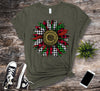 Beautiful Christmas Sunflower, Red And Green Plaid Sunflower, Premium Tee, Super Soft Unisex Tee Shirt, Plus Size Available 2x, 3x, 4x