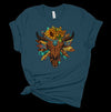 Western Sunflower With Cow Skull And Sunflowers, Premium Cotton Unisex Tee, Plus Size 2x, 3x, 4x, Plus Sizes Available