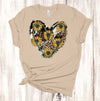 Western Heart, Cow Print, Sunflowers, Rustic Heart, Cow Print Heart, Premium Cotton Unisex, Plus Size 2x, 3x, 4x Available