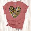 Western Heart, Cow Print, Sunflowers, Rustic Heart, Cow Print Heart, Premium Cotton Unisex, Plus Size 2x, 3x, 4x Available