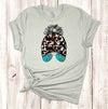 Messy Bun Cow Print Baseball Cap, Turquoise Sunglasses, Mom Bun, Premium Cotton Unisex Tee, Plus Size 2x, 3x, 4x, Funny Mom Shirt