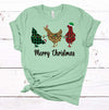 Merry Christmas Plaid And Leopard Chickens With Christmas Lights, Christmas Chickens, Premium Cotton Unisex Tee, Plus Size 2x, 3x, 4x