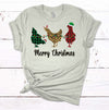 Merry Christmas Plaid And Leopard Chickens With Christmas Lights, Christmas Chickens, Premium Cotton Unisex Tee, Plus Size 2x, 3x, 4x