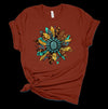 Western Turquoise Sunflower, Leopard And Turquoise Sunflower, Premium Soft Unisex Tee, Plus Size 2x, 3x, 4x, Plus Sizes Available