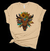 Western Sunflower With Cow Skull And Sunflowers, Premium Cotton Unisex Tee, Plus Size 2x, 3x, 4x, Plus Sizes Available