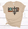 Christian Tee, Rooted In Christ, Christian Roots, Western Cross, Premium Soft Unisex Tee, Plus Size 2x, 3x, 4x,