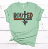 Christian Tee, Rooted In Christ, Christian Roots, Western Cross, Premium Soft Unisex Tee, Plus Size 2x, 3x, 4x,