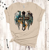 Pretty Western Faith Wings, Western Wings Cross, Sunflowers Cross, Premium Soft Unisex, Plus Size 2x, 3x, 4x Available