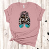 Messy Bun Cow Print Baseball Cap, Turquoise Sunglasses, Mom Bun, Premium Cotton Unisex Tee, Plus Size 2x, 3x, 4x, Funny Mom Shirt