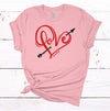 Love Heart With Arrow, Cute Valentines Day Shirt, Cupid Arrow, Premium Cotton Tee, Soft Tee Shirt, Plus Size Available 2x, 3x 4x