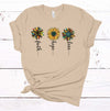 Christian Tee, Faith Hope Love, Beautiful Tie Dye Sunflowers, Western Style Religious, Premium Soft Unisex Tee, Plus Size 2x, 3x, 4x,