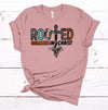 Christian Tee, Rooted In Christ, Christian Roots, Western Cross, Premium Soft Unisex Tee, Plus Size 2x, 3x, 4x,