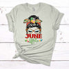 June Girl, Messy Bun, June Birth Month, June Birthday, Messy Bun Birthday Shirt, Premium Unisex Tee, Plus Size 2x, 3x, 4x