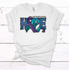 Hope, Suicide Prevention Awareness, Purple Teal Ribbon, Mental Health Matters, Premium Cotton Unisex Tee, Plus Size 2x, 3x, 4x Available