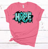 Hope, Ovarian Cancer Awareness, Teal Ribbon, Ovarian Cancer, Cancer Support, Premium Cotton Unisex Tee, Plus Size 2x, 3x, 4x Available