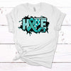 Hope, Ovarian Cancer Awareness, Teal Ribbon, Ovarian Cancer, Cancer Support, Premium Cotton Unisex Tee, Plus Size 2x, 3x, 4x Available