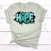 Hope, Ovarian Cancer Awareness, Teal Ribbon, Ovarian Cancer, Cancer Support, Premium Cotton Unisex Tee, Plus Size 2x, 3x, 4x Available