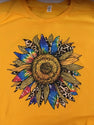 Tie Dye Leopard Sunflower Shirt, Sunflower Lover, Premium Cotton Unisex Tee, Plus Size 2x, 3x, 4x Plus Sizes Available