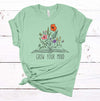 Grow Your Mind, Book With Flowers, Wildflower, Floral Shirt, Pretty Flowers, Premium Cotton Unisex Tee, Plus Size 2x, 3x, 4x Available