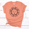 Celestial Sun and Moon, Moon Phase, Sun Face, Premium Soft Unisex Tee, 2x, 3x, 4x, Plus Sizes Available