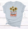 Trust In Vibes Not Words, Cassette Tape, Sunflower, Floral Shirt, Pretty Flowers, Premium Cotton Unisex Tee, Plus Size 2x, 3x, 4x Available