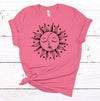 Celestial Sun and Moon, Moon Phase, Sun Face, Premium Soft Unisex Tee, 2x, 3x, 4x, Plus Sizes Available