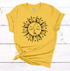 Celestial Sun and Moon, Moon Phase, Sun Face, Premium Soft Unisex Tee, 2x, 3x, 4x, Plus Sizes Available