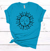 Celestial Sun and Moon, Moon Phase, Sun Face, Premium Soft Unisex Tee, 2x, 3x, 4x, Plus Sizes Available