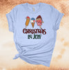 Christmas In July, Ice Cream Cones With Santa hats, Summer Christmas, Premium Unisex Soft Tee Shirt, Plus Size Available 2x, 3x 4x