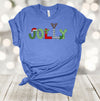 Christmas Tee, Jolly, Christmas Letters, Cute Christmas Hat, Antlers, Premium Soft Tee Shirt, 2x, 3x, 4x Plus Size Available