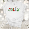 Christmas Tee, Jolly, Christmas Letters, Cute Christmas Hat, Antlers, Premium Soft Tee Shirt, 2x, 3x, 4x Plus Size Available