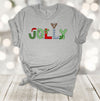 Christmas Tee, Jolly, Christmas Letters, Cute Christmas Hat, Antlers, Premium Soft Tee Shirt, 2x, 3x, 4x Plus Size Available