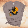 Halloween Haunted House, Pumpkin Patch, Scary Halloween Scene, Premium Soft Tee Shirt, 2x, 3x, 4x Plus Size Available