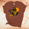 Halloween Haunted House, Pumpkin Patch, Scary Halloween Scene, Premium Soft Tee Shirt, 2x, 3x, 4x Plus Size Available