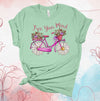 Free Your Mind, Floral Bicycle, Daisy Flowers, Spring Bike, Pretty Flowers, Premium Unisex Tee, Plus Size 2x, 3x, 4x Available