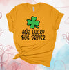 One Lucky Bus Driver, Shamrock, School Bus, Bus Driver Gift, Bus Driver Shirt, Premium Cotton Unisex Tee, Plus Size 2x, 3x, 4x Available