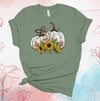 Fall Shirt, Beautiful White Pumpkins With Sunflowers, Polka Dot Pumpkin, Premium Soft Unisex Tee, Plus Size 2x, 3x, 4x Plus Size Available