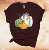 Fall Shirt, White And Green Polka Dot Pumpkins, Autumn Shirt, Premium Soft Unisex Tee, Plus Size 2x, 3x, 4x Plus Size Available